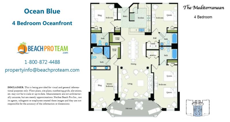 Ocean Blue Mediterranean Floor Plan - 4 Bedroom Oceanfront